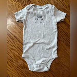 24 month Carter's Gray Baby toddler Bodysuit onesie with Cow farm animal Graphic